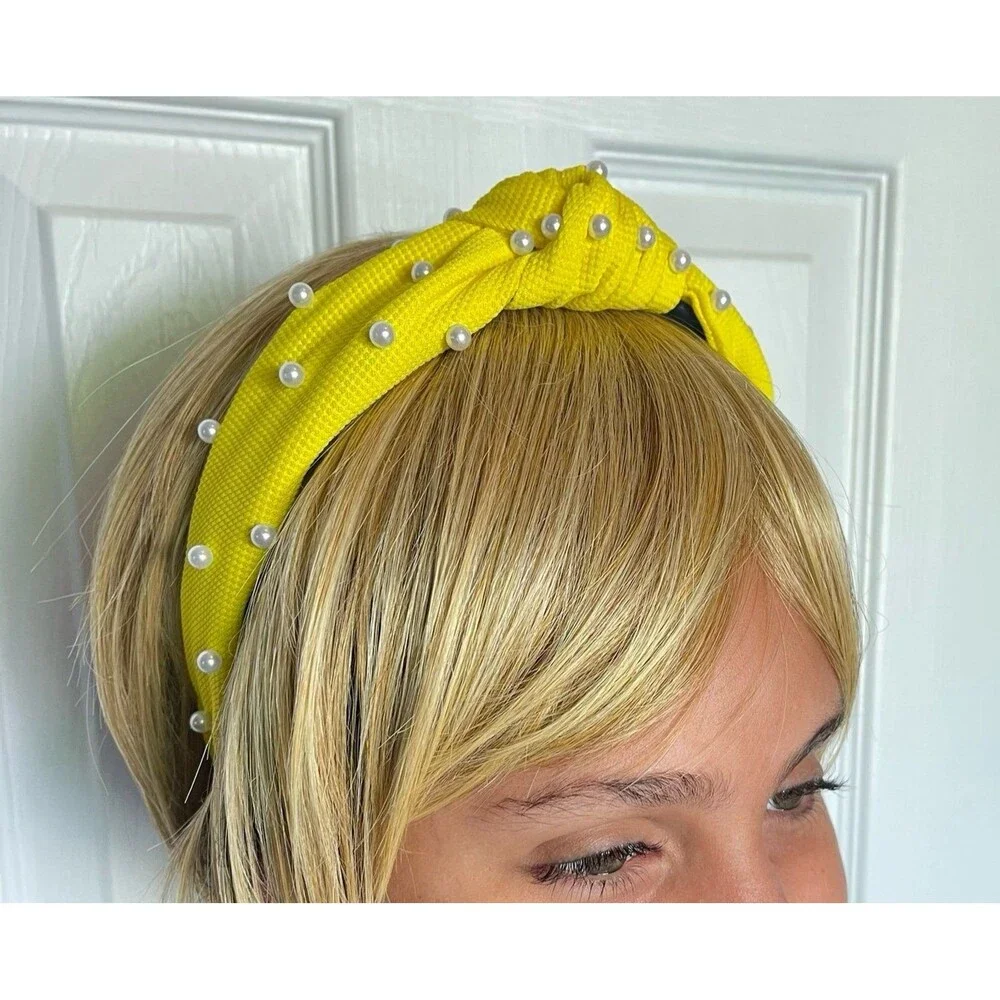 New Women Headband Hair Accessories Solid Pearls Center Knot
